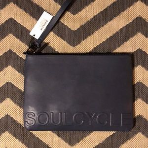 SOULCYCLE navy plus leather pouch